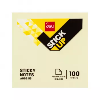 Notes adhésives Deli Stick Up 100 feuilles jaune 76x76 mm