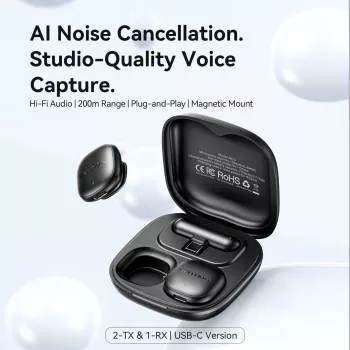 Microphone sans fil à clip VENTION NCDB0 avec ENC et ANC, portée 200 m