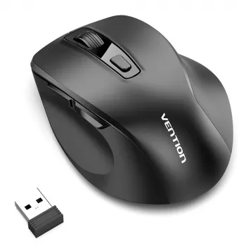 Souris optique sans fil Vention KTMB0 double mode 2,4 GHz + Bluetooth 5.1, 6 boutons, 800-2400 DPI, noire