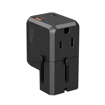 Chargeur USB-C GaN 38W CHOETECH PD6038 avec USB-A, fiches interchangeables (EU/US/UK/AU) - Noir