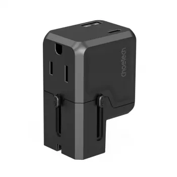 Chargeur USB-C GaN 38W CHOETECH PD6038 avec USB-A, fiches interchangeables (EU/US/UK/AU) - Noir