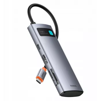 Hub USB-C Baseus Metal Gleam 7 en 1 HDMI 4K 60 Hz 3x USB 3.0 USB-C PD SD microSD gris