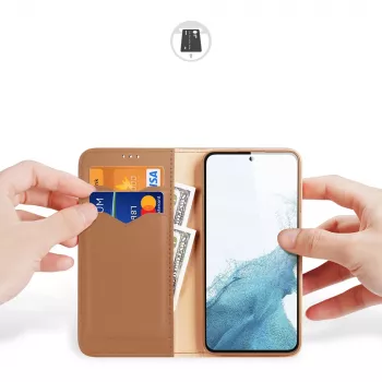Dux Ducis Hivo étui portefeuille pour Samsung Galaxy S23+ avec blocage RFID, support, marron
