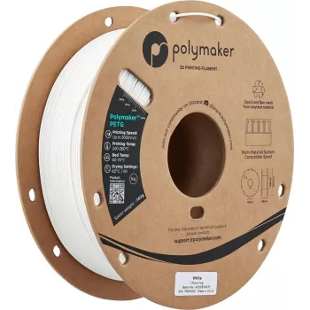 Filament pour imprimante 3D Polymaker PETG, 1,75 mm, 1 kg, blanc
