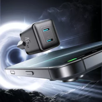 Joyroom JR-TCG17 Chargeur secteur GaN 45W 2x USB-C prise EU noir