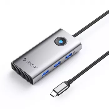 Station d'accueil USB-C ORICO PW11 6-en-1, 3x USB-A 3.0, 1x USB-C PD 100W, 1x HDMI 4K 30Hz, 1x RJ45 2.5G Ethernet, gris