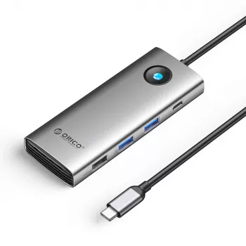 Station d'accueil USB-C ORICO PW11 8-en-1, 2x USB-A 3.0, 1x USB-A 2.0, 1x USB-C 3.0, 1x USB-C PD 100W, 1x HDMI 4K 60Hz, 1x VGA 1080P 60Hz, 1x RJ45 Gigabit Ethernet, gris