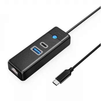 Hub USB-C 3 ports ORICO PWCUR-C3 avec USB-A 3.0, USB-C 3.0 et Gigabit Ethernet - Noir