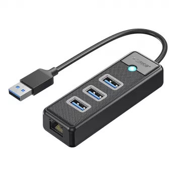 Hub USB 3.0 4 ports ORICO PW3UR25-U3 avec Ethernet 2.5G, 0,5 m, noir
