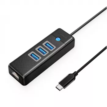Hub USB 3.0 ORICO PW3UR25-C3 4 ports avec adaptateur Ethernet 2.5G, câble 0,5m, noir