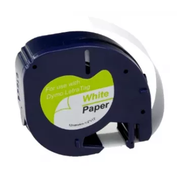 Cartouche de ruban à étiqueter compatible G&G BM-D-G-91200 12mm x 4m blanc sur noir remplaçant DYMO 91220
