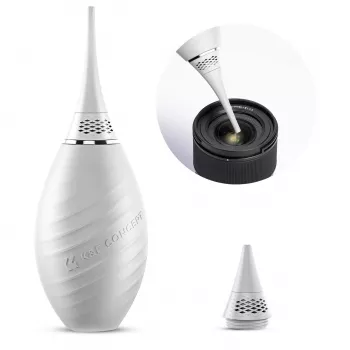 K&F Concept soufflette 2-en-1 avec brosse rétractable pour le nettoyage des objectifs, capteurs et optiques d'appareil photo - blanc (KF08.048)