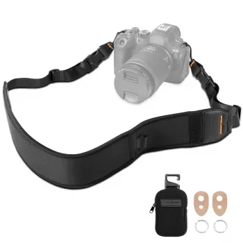 KF sangle de cou et d'épaule en néoprène pour reflex et hybrides (Canon, Nikon, Sony) - noir