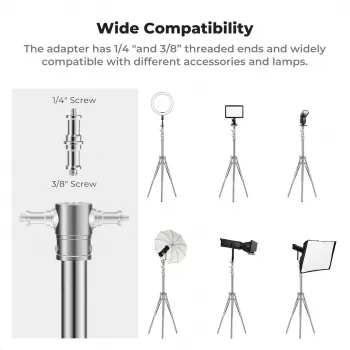 Pied d'éclairage K&F Concept KF34.044 280 cm en alliage d'aluminium avec spigot réversible 1/4