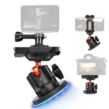 Support de fixation magnétique à rotule 3D KF pour GoPro, smartphone et appareil photo avec filetage 1/4 inch, KF31.156, noir