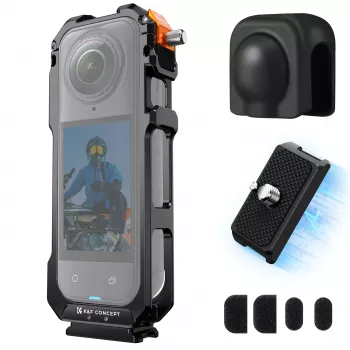 Cage de protection KF avec 2 filetages 1/4 inch-20 et fixation GoPro pour Insta360 X5 / Kf31.182