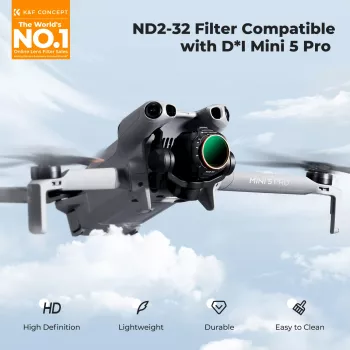 Filtre ND variable ND2-ND32 K&F pour drone DJI Mini 5 Pro, verre AGC