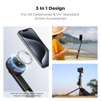 K&F Concept X97-C perche à selfie trépied 180 cm avec support magnétique MagSafe et télécommande Bluetooth (noir)