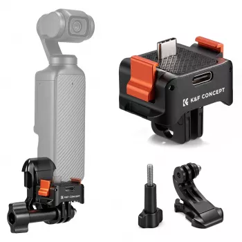 Adaptateur à libération rapide KF avec charge USB-C pour DJI Osmo Pocket 3/4, fixation GoPro, filetage 1/4 inch, noir
