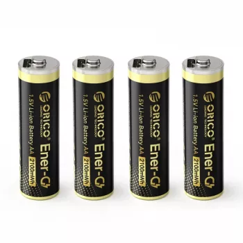 Pile rechargeable AA LiPo ORICO Ener-G EG5C 1,5 V 2100 mWh avec câble de charge USB-C, lot de 4