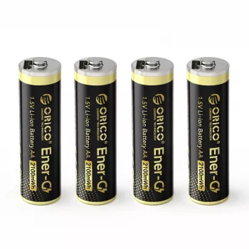 Pile rechargeable AA LiPo ORICO Ener-G EG5C 1,5 V 2100 mWh avec câble de charge USB-C, lot de 4