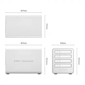 Boîtier pour SSD M.2 NVMe 4 baies ORICO 8848U4 série DAS - blanc