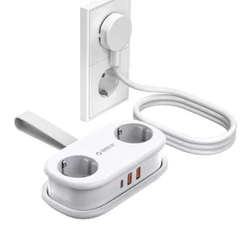Multiprise ORICO AP3 20W GaN 5-en-1 2x AC + 2x USB-A + 1x USB-C - Blanc