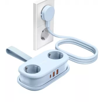 Multiprise ORICO AP3 20W GaN 5-en-1, 2x AC + 2x USB-A + 1x USB-C, bleu