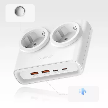 Multiprise ORICO PDC25 25W 6-en-1 2x AC + 2x USB-A + 2x USB-C - Blanc