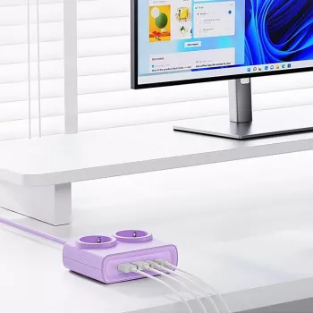 Multiprise ORICO PDC25 25W 6-en-1 avec 2 prises AC, 2 ports USB-A et 2 ports USB-C - Violet