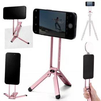 KF Support de téléphone magnétique 3-en-1 trépied poignée support de bureau pour iPhone MagSafe rose