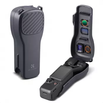 Étui de protection rigide en PC KF pour DJI Osmo Pocket 3/4 avec dragonne - noir