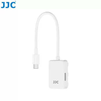 Lecteur de cartes Micro SD USB-C JJC PDB-UC avec 2x ports USB-C, gris sidéral