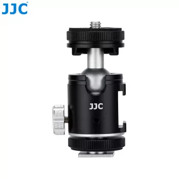 JJC BH-SM1 Mini rotule 3D en alliage d'aluminium avec 3 griffes froides, vis 1/4 inch, noir