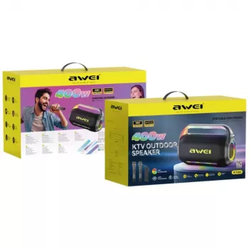 Enceinte portable sans fil AWEI KT20 400W Bluetooth 5.3 avec kit karaoké noire