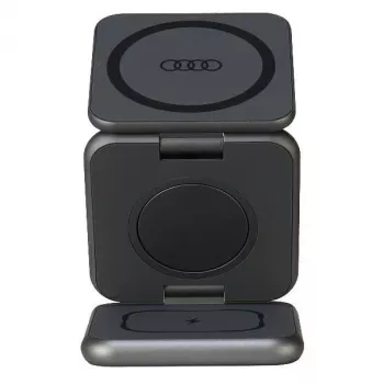 Station de charge sans fil pliable 3-en-1 Audi grise Big Logo AU-MWC3IN1-GT/D1-GY