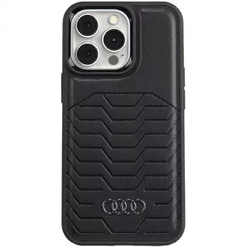 Coque rigide MagSafe en cuir synthétique Audi pour iPhone 13 Pro Max 6,7 noire