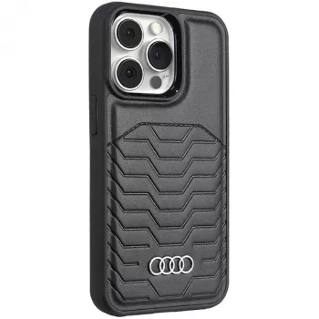 Coque rigide MagSafe en cuir synthétique Audi pour iPhone 13 Pro Max 6,7 noire
