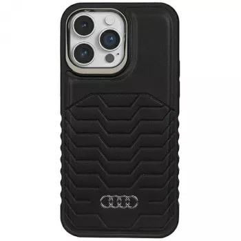 Coque rigide MagSafe en cuir synthétique Audi pour iPhone 14 Pro 6,1 inch noire