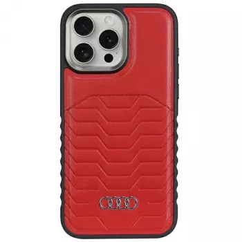 Coque rigide MagSafe en cuir synthétique Audi pour iPhone 14 Pro 6,1 rouge AU-TPUPCMIP14P-GT/D3-RD