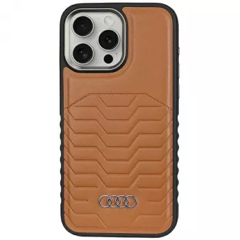 Coque rigide MagSafe en cuir synthétique Audi pour iPhone 14 Pro 6,1 marron AU-TPUPCMIP14P-GT/D3-BN