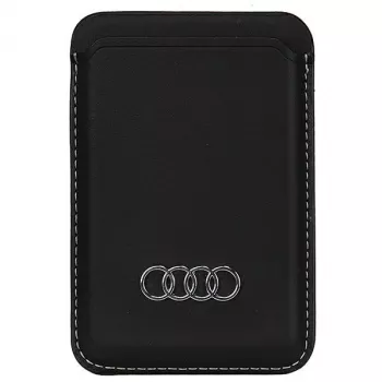 Porte-cartes Audi en cuir synthétique noir MagSafe AU-MSCH-Q3/D1-BK