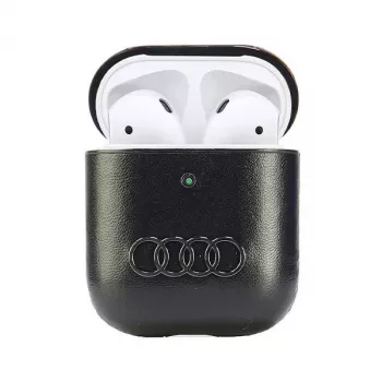 Housse Audi en cuir Big Logo pour AirPods 1/2 noire AU-AP-GT/D3-BK