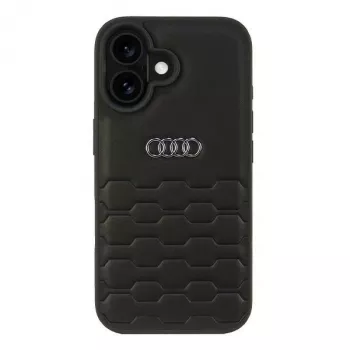 Coque rigide Audi en similicuir pour iPhone 16 6,1 pouces - noir