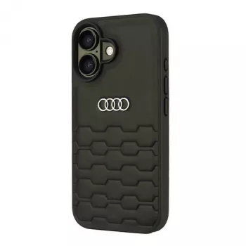 Coque rigide Audi en similicuir pour iPhone 16 6,1 pouces - noir