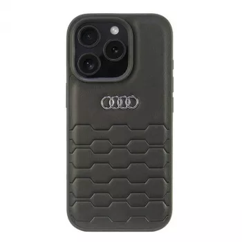Coque rigide Audi en similicuir pour Apple iPhone 16 Pro 6,3 pouces - noir