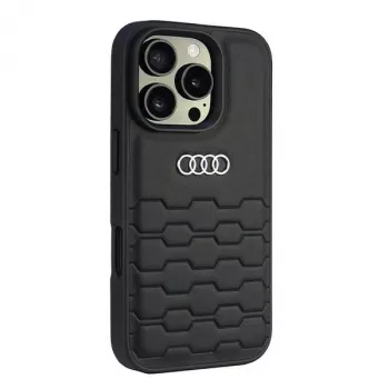 Coque rigide Audi en similicuir pour Apple iPhone 16 Pro 6,3 pouces - noir