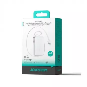 Batterie externe Joyroom JR-PR2 35W 10000mAh avec câble USB-C rétractable et câble Lightning intégré - Blanc