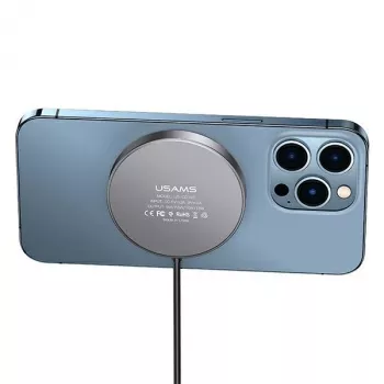 Chargeur sans fil magnétique USAMS 15W aluminium noir US-CD183