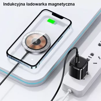 Chargeur sans fil magnétique USAMS 15W aluminium noir US-CD183